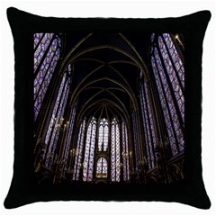 Sainte Chapelle Paris Stained Glass Throw Pillow Case (black)