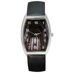 Sainte Chapelle Paris Stained Glass Barrel Style Metal Watch by Nexatart