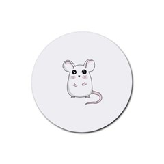 Cute Mouse Rubber Round Coaster (4 Pack)  by Valentinaart