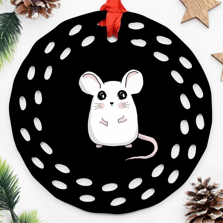 Cute Mouse Round Filigree Ornament (Two Sides)