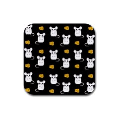 Cute Mouse Pattern Rubber Square Coaster (4 Pack)  by Valentinaart