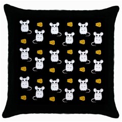 Cute Mouse Pattern Throw Pillow Case (black) by Valentinaart