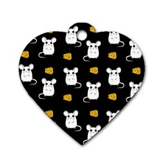 Cute Mouse Pattern Dog Tag Heart (one Side) by Valentinaart