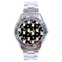 Cute Mouse Pattern Stainless Steel Analogue Watch by Valentinaart