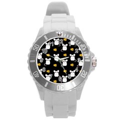 Cute Mouse Pattern Round Plastic Sport Watch (l) by Valentinaart