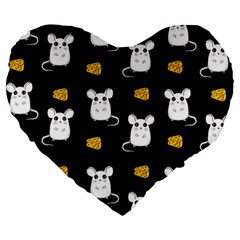 Cute Mouse Pattern Large 19  Premium Heart Shape Cushions by Valentinaart