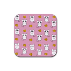 Cute Mouse Pattern Rubber Coaster (square)  by Valentinaart