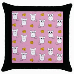 Cute Mouse Pattern Throw Pillow Case (black) by Valentinaart