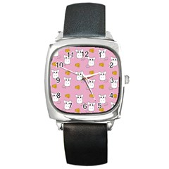 Cute Mouse Pattern Square Metal Watch