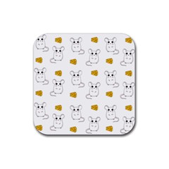 Cute Mouse Pattern Rubber Coaster (square)  by Valentinaart