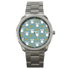 Cute Mouse Pattern Sport Metal Watch by Valentinaart