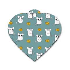 Cute Mouse Pattern Dog Tag Heart (two Sides) by Valentinaart