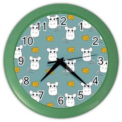 Cute Mouse Pattern Color Wall Clocks by Valentinaart