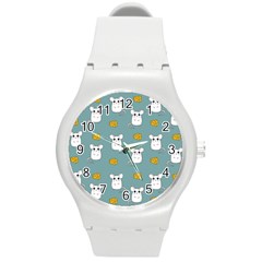 Cute Mouse Pattern Round Plastic Sport Watch (m) by Valentinaart