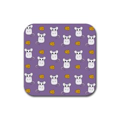 Cute Mouse Pattern Rubber Coaster (square)  by Valentinaart