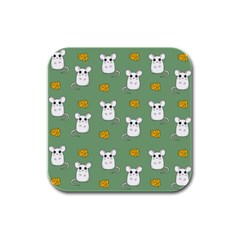 Cute Mouse Pattern Rubber Square Coaster (4 Pack)  by Valentinaart