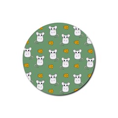 Cute Mouse Pattern Rubber Coaster (round)  by Valentinaart