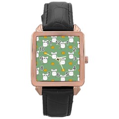 Cute Mouse Pattern Rose Gold Leather Watch  by Valentinaart