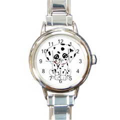 Cute Dalmatian Puppy  Round Italian Charm Watch by Valentinaart