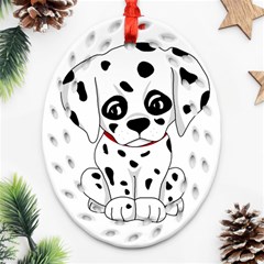 Cute Dalmatian Puppy  Ornament (oval Filigree) by Valentinaart