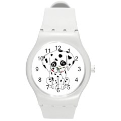 Cute Dalmatian Puppy  Round Plastic Sport Watch (m) by Valentinaart