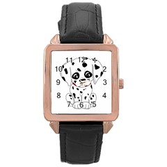 Cute Dalmatian Puppy  Rose Gold Leather Watch  by Valentinaart