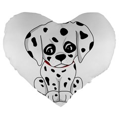 Cute Dalmatian Puppy  Large 19  Premium Flano Heart Shape Cushions by Valentinaart