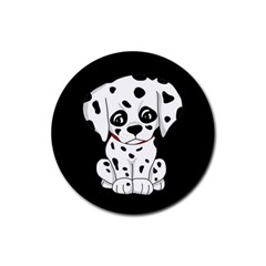 Cute Dalmatian Puppy  Rubber Round Coaster (4 Pack)  by Valentinaart