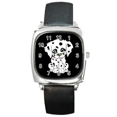 Cute Dalmatian Puppy  Square Metal Watch by Valentinaart