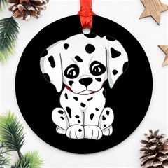 Cute Dalmatian Puppy  Round Ornament (two Sides) by Valentinaart