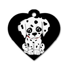 Cute Dalmatian Puppy  Dog Tag Heart (one Side) by Valentinaart