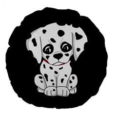 Cute Dalmatian Puppy  Large 18  Premium Flano Round Cushions by Valentinaart