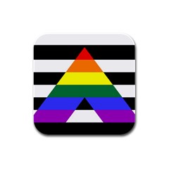 Straight Ally Flag Rubber Square Coaster (4 Pack)  by Valentinaart