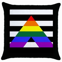 Straight Ally Flag Throw Pillow Case (black) by Valentinaart