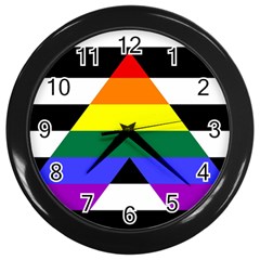 Straight Ally Flag Wall Clocks (black) by Valentinaart