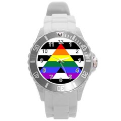 Straight Ally Flag Round Plastic Sport Watch (l) by Valentinaart