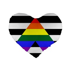 Straight Ally Flag Standard 16  Premium Flano Heart Shape Cushions by Valentinaart