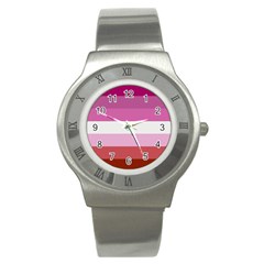 Lesbian Pride Flag Stainless Steel Watch by Valentinaart