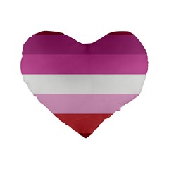 Lesbian Pride Flag Standard 16  Premium Heart Shape Cushions by Valentinaart