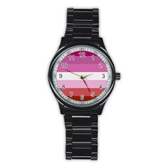 Lesbian Pride Flag Stainless Steel Round Watch by Valentinaart