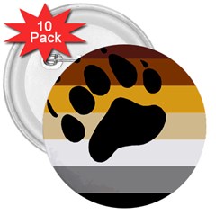 Bear Pride Flag 3  Buttons (10 Pack)  by Valentinaart