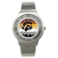 Bear Pride Flag Stainless Steel Watch by Valentinaart