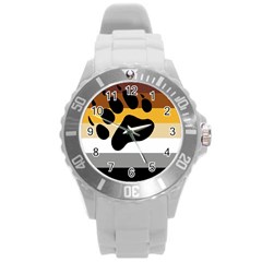 Bear Pride Flag Round Plastic Sport Watch (l) by Valentinaart