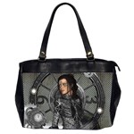 Steampunk, Steampunk Lady, Clocks And Gears In Silver Office Handbags (2 Sides)  Front