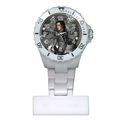 Steampunk, Steampunk Lady, Clocks And Gears In Silver Plastic Nurses Watch by FantasyWorld7