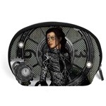 Steampunk, Steampunk Lady, Clocks And Gears In Silver Accessory Pouches (Large)  Front