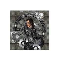 Steampunk, Steampunk Lady, Clocks And Gears In Silver Satin Bandana Scarf by FantasyWorld7