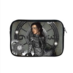 Steampunk, Steampunk Lady, Clocks And Gears In Silver Apple Macbook Pro 15  Zipper Case by FantasyWorld7