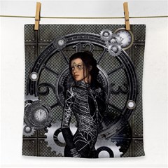 Steampunk, Steampunk Lady, Clocks And Gears In Silver Face Towel by FantasyWorld7