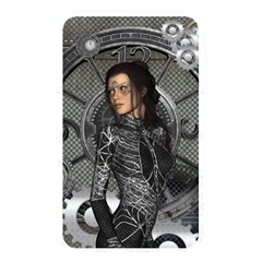 Steampunk, Steampunk Lady, Clocks And Gears In Silver Memory Card Reader by FantasyWorld7